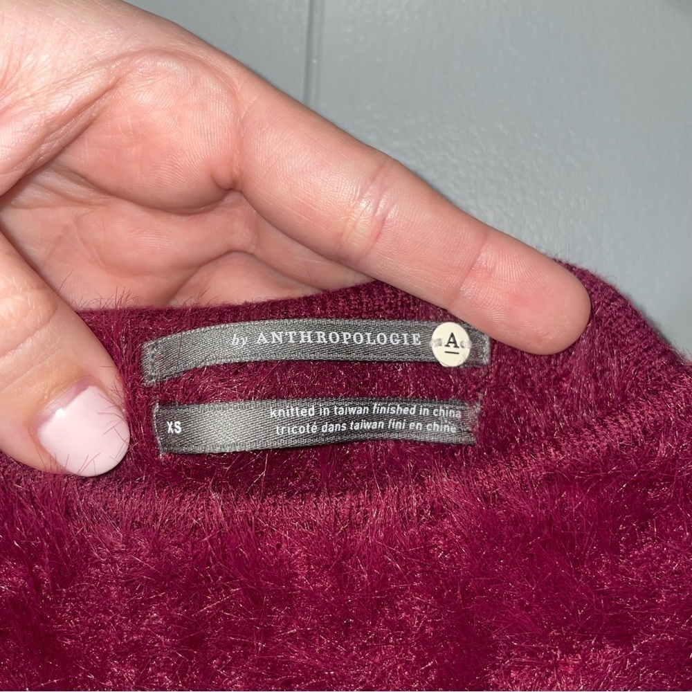 Anthropologie Ember Eyelash Sweater in Maroon Red Extra Small XS - Picture 8 of 11